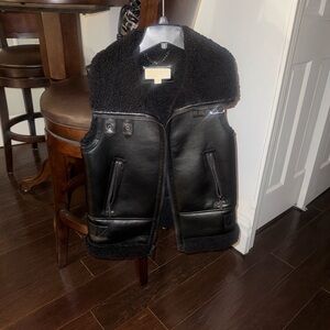 Michael Kors Black Shearling Leather Vest